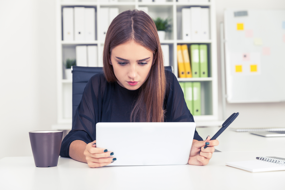 Woman concentrating on high quality work