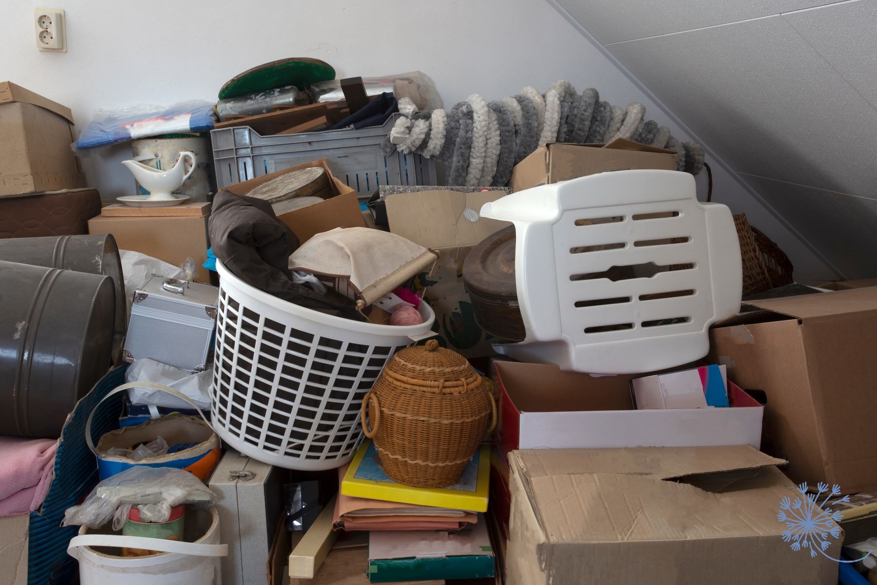 Items piled up in a room